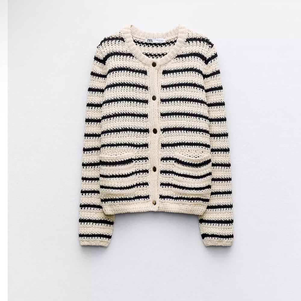 Zara Striped Knit Sweater Cardigan - Sz S